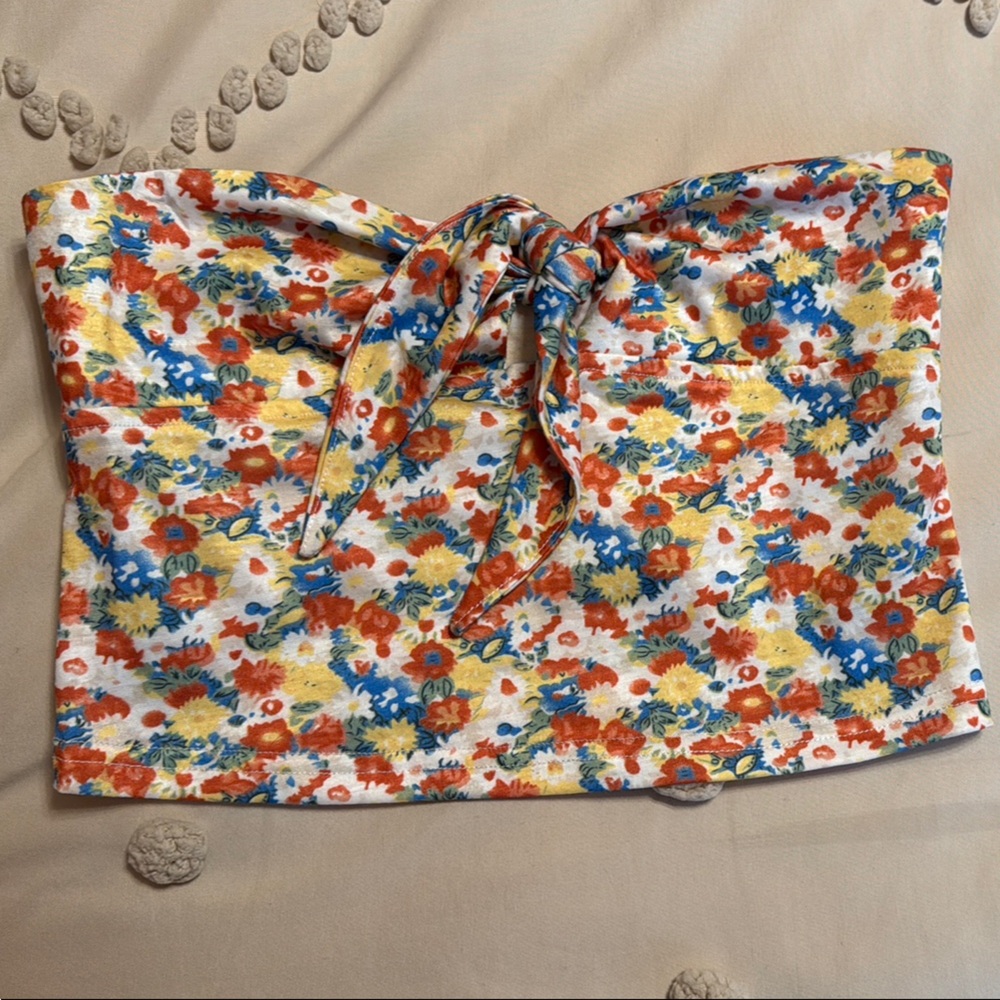Floral Strapless Crop Top